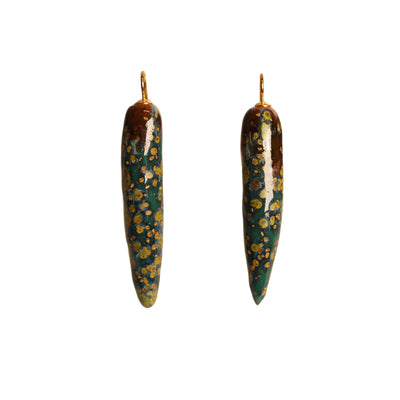 Glaze Drop Earrings Ceramics Julia Bramich speckled blue 