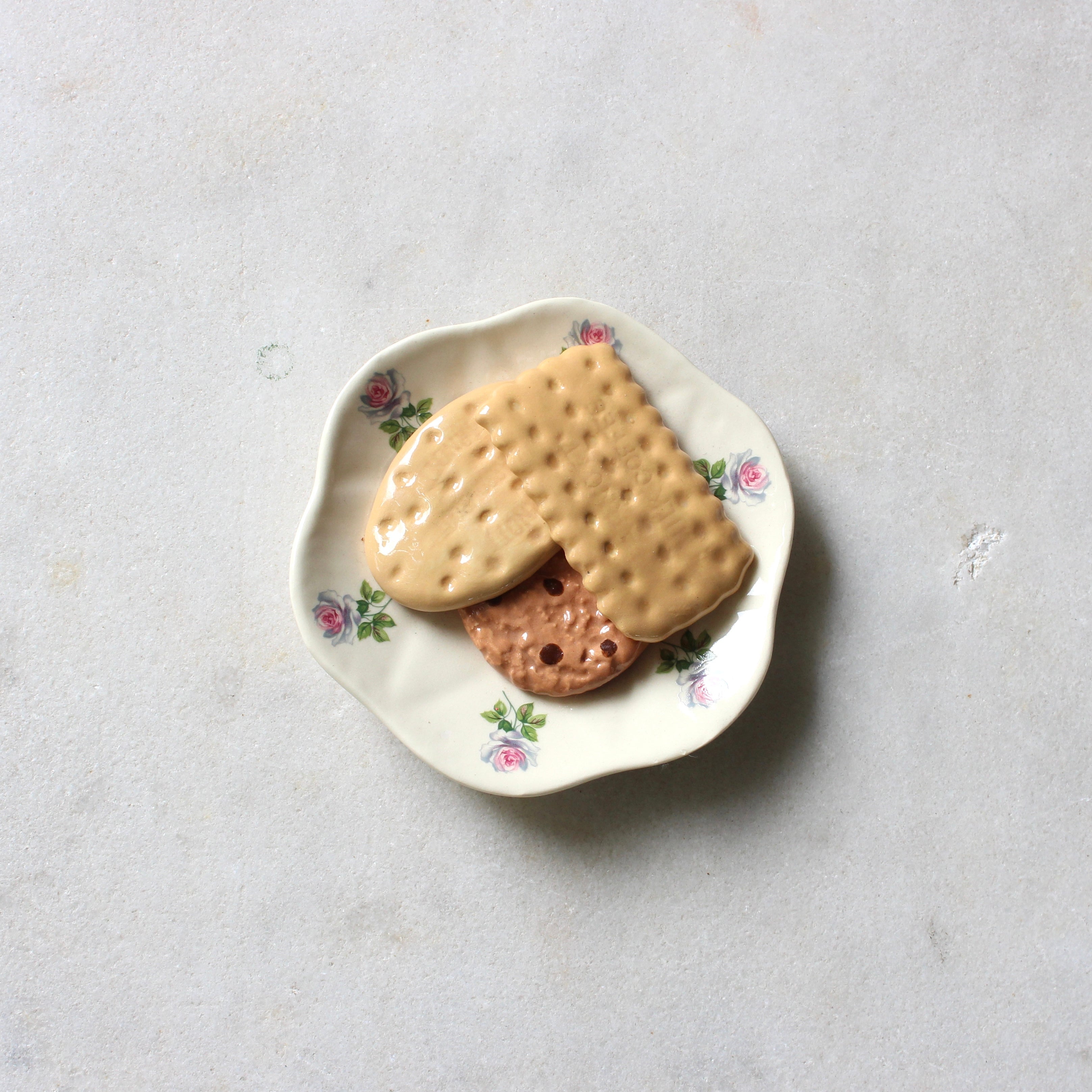 Deliciously Inedible Family Favourites (Small Plate) 3 biscuits Ceramics Julya Hegarty 