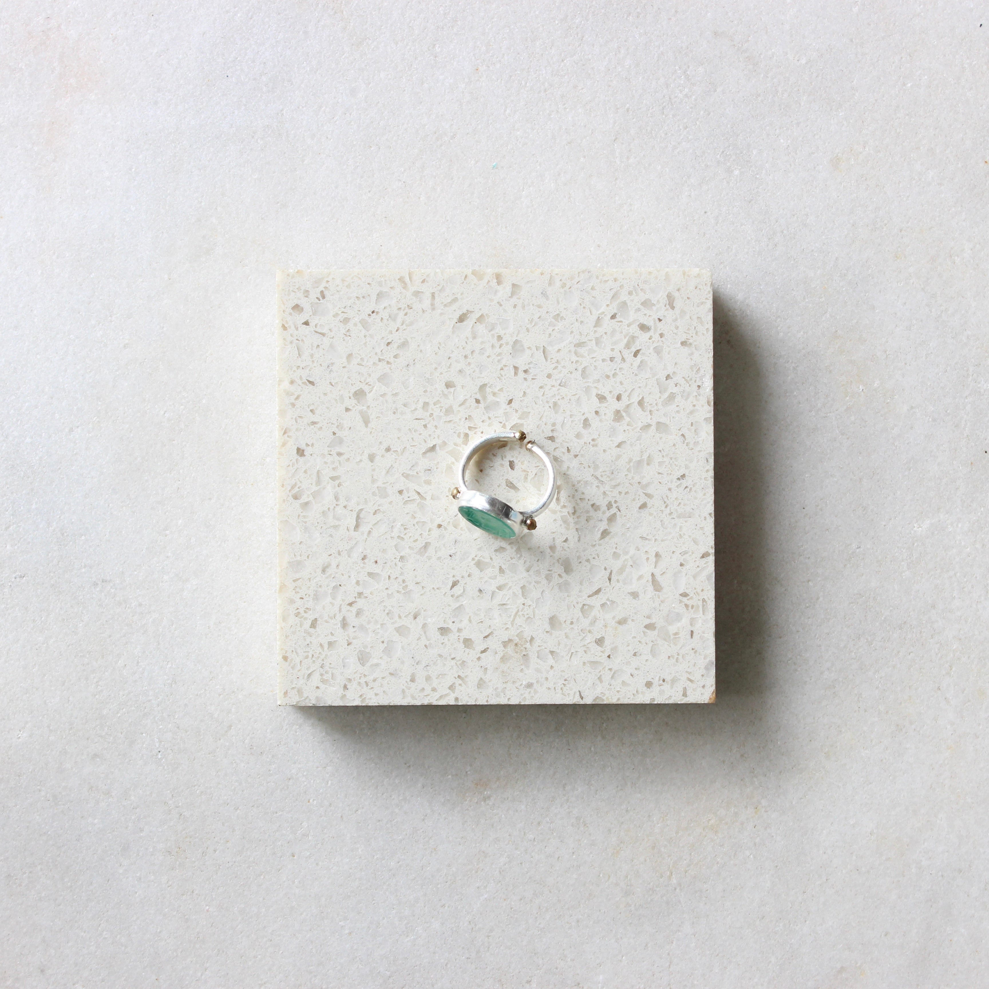 Silver Ring with Green Stone Jewellery ARTIZ Jewellery 