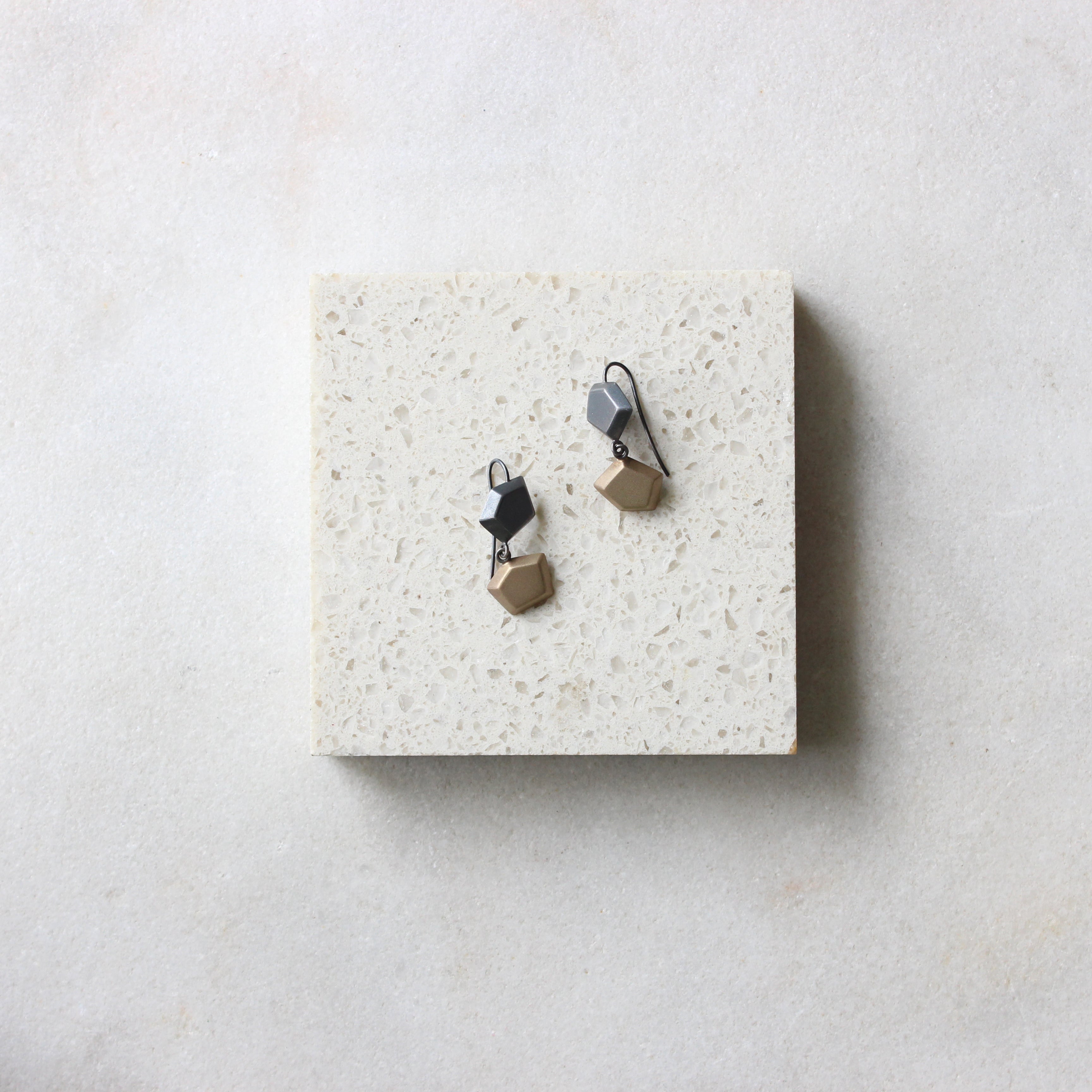 Earrings - Articulated Double Geo Jewellery Barbara Heath 