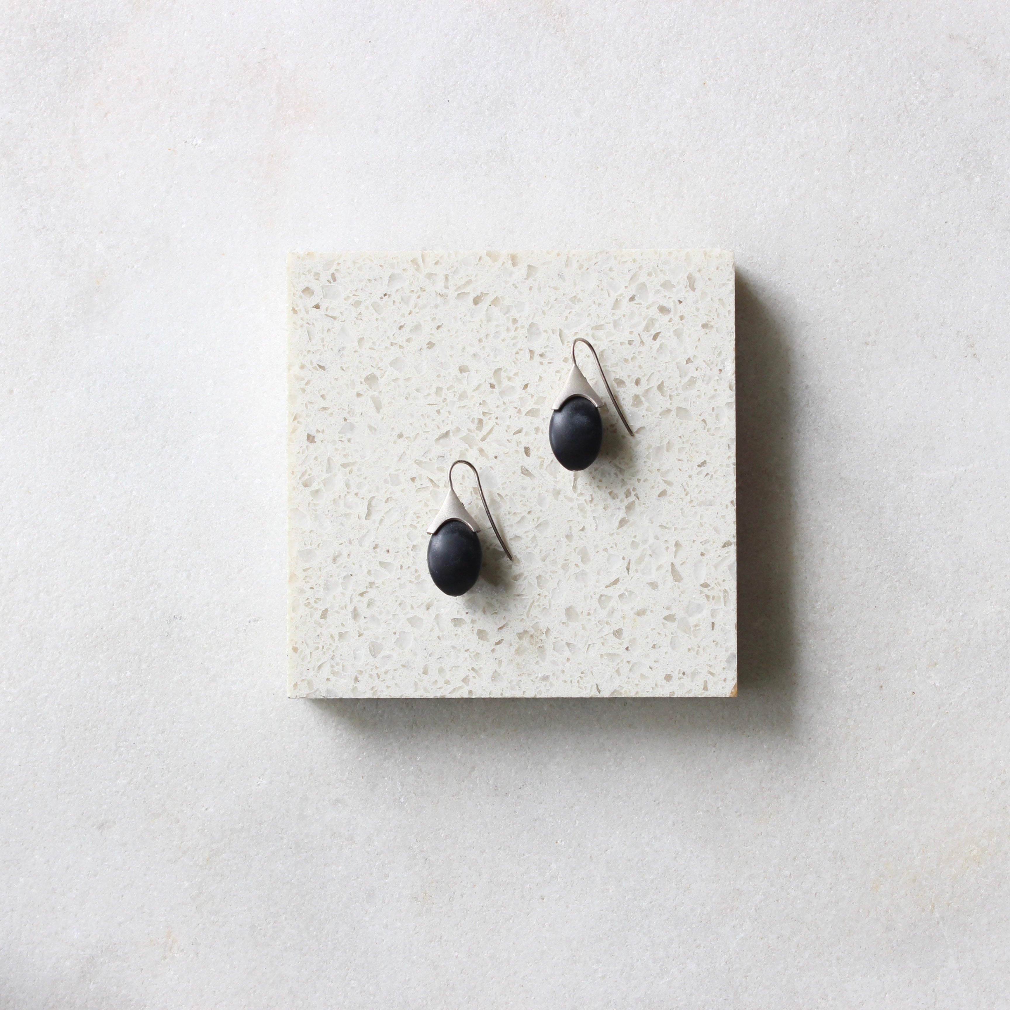 Earrings - Triad Onyx Lozenge Shape Jewellery Barbara Heath 