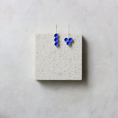 Deepest Blues Three Buds Drop Earrings - Asymmetrical