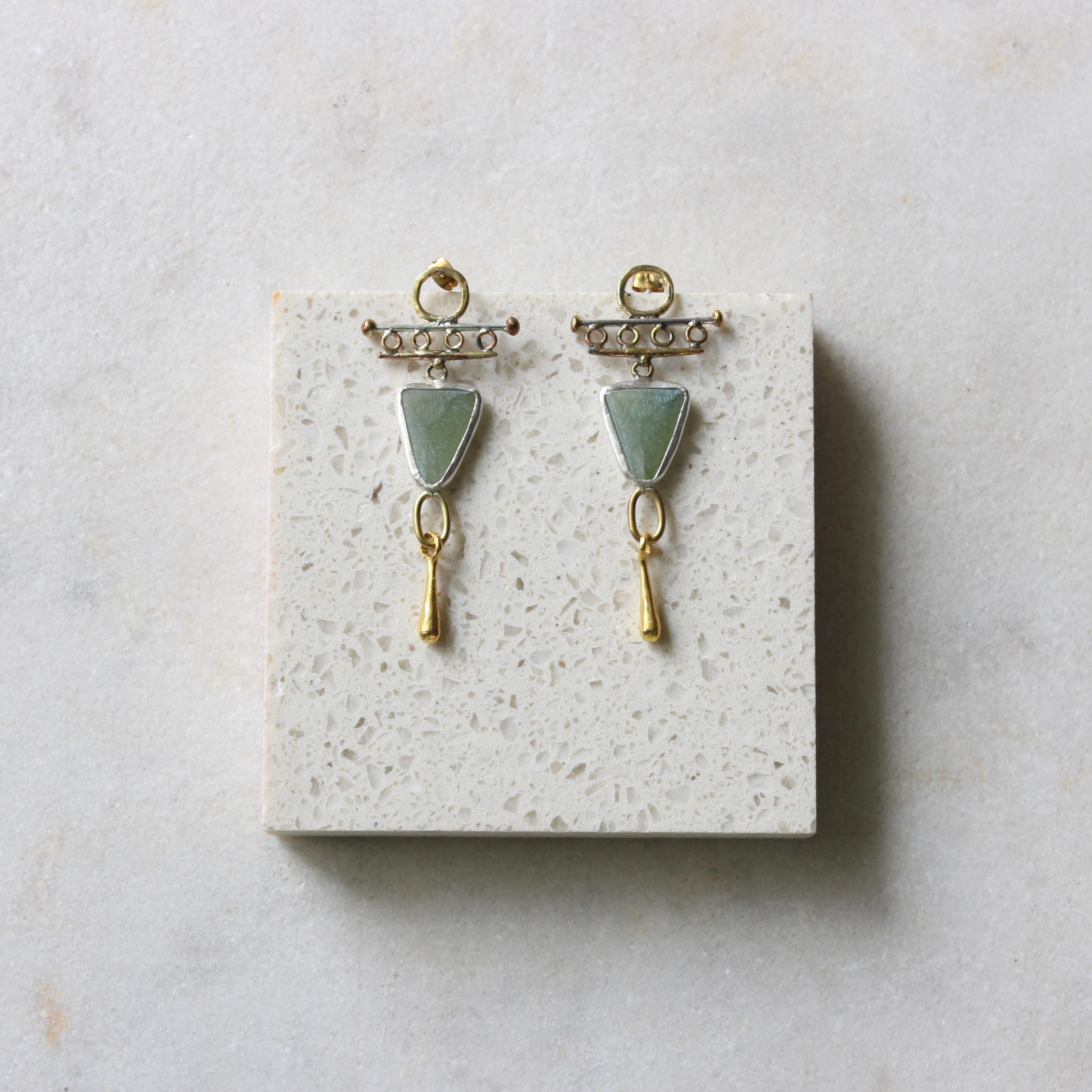 Silver, Bronze and Jade Earrings Jewellery ARTIZ Jewellery 
