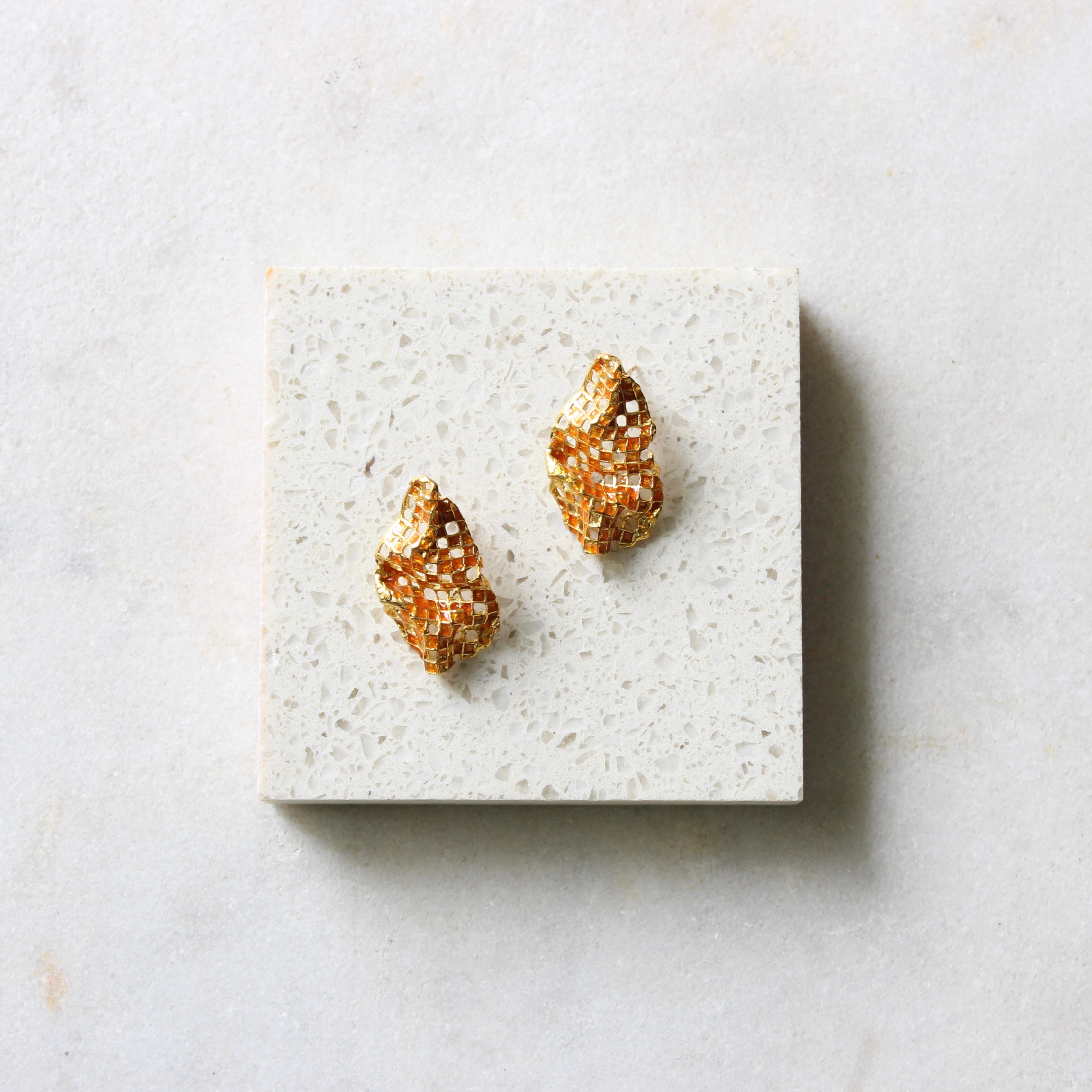 Orange Honey-Comb Earrings Jewellery ARTIZ Jewellery 