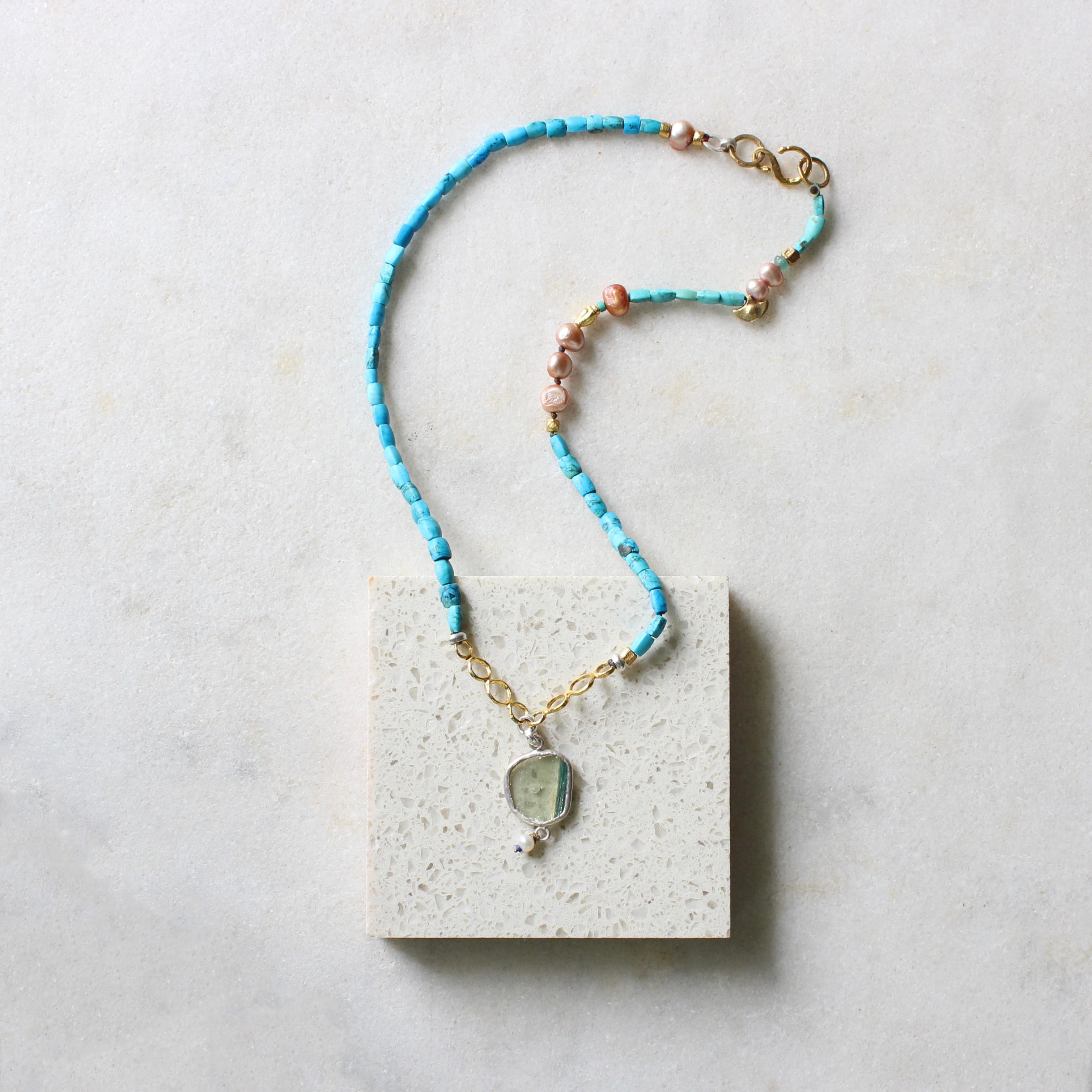 Turquoise, Pink Pearl Necklace Jewellery ARTIZ Jewellery 