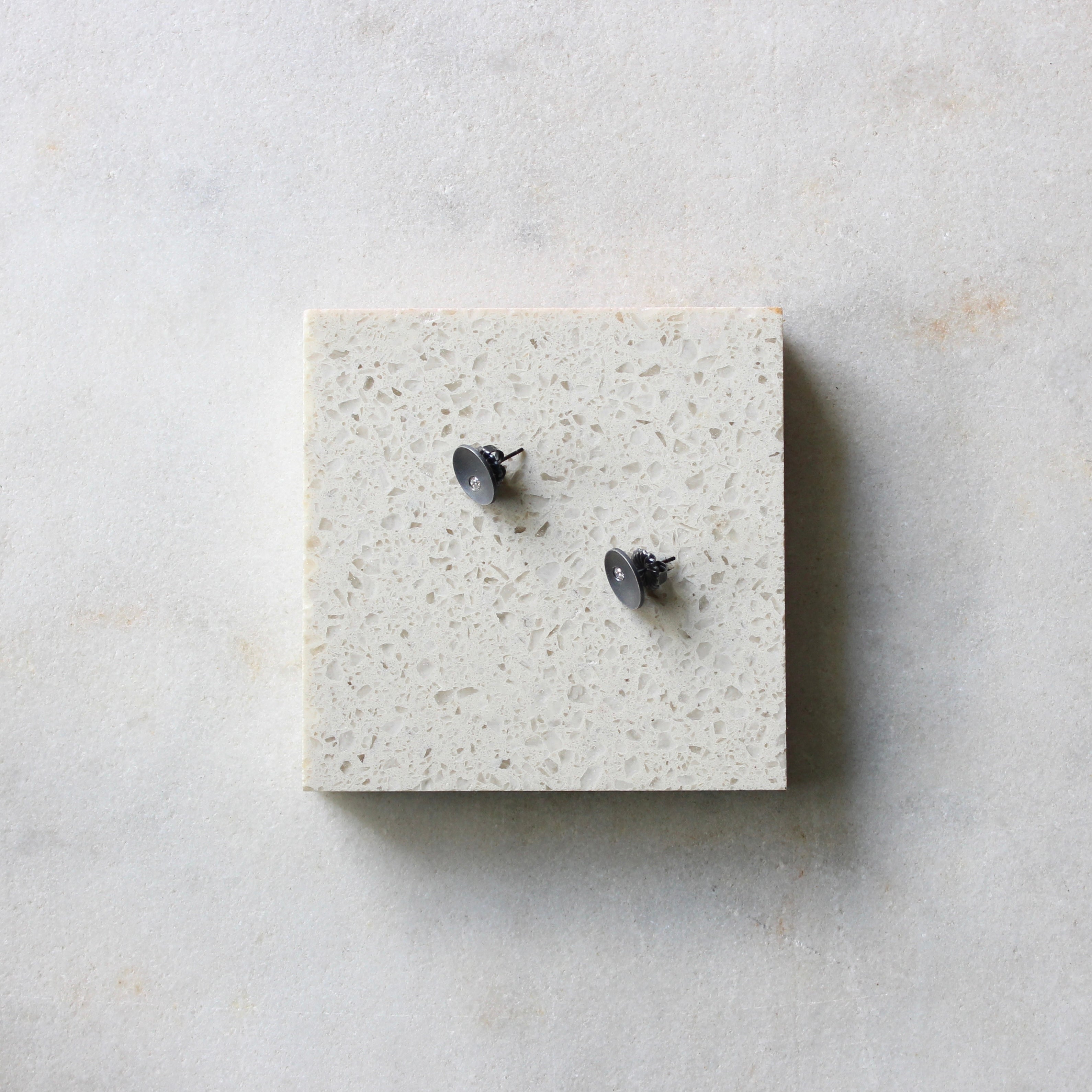 Earrings - Stud Dished Circles Diamonds Jewellery Barbara Heath 