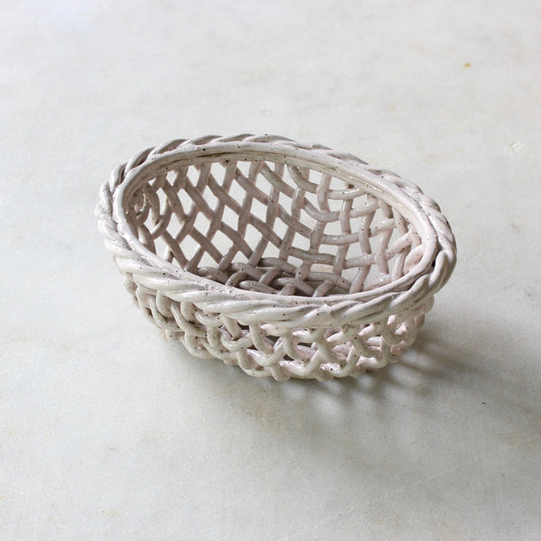 Soft pink woven basket Ceramics D H Makers 