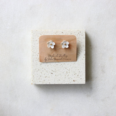 Flower Stud Earrings Jewellery Julia Bramich White 