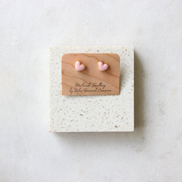 Porcelain Heart Stud Earrings Ceramics Julia Bramich Pink 