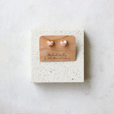 Porcelain Heart Stud Earrings Ceramics Julia Bramich Decal 