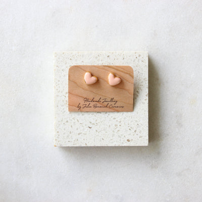 Porcelain Heart Stud Earrings Ceramics Julia Bramich Peach 