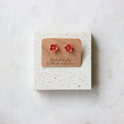 Flower Stud Earrings Jewellery Julia Bramich Red 