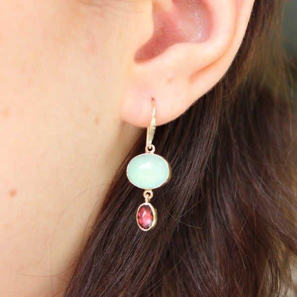 Sera Queensland Chrysoprase Garnet Earrings Jewellery Vermilion Jewellery 