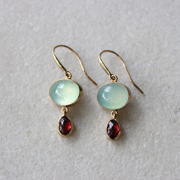 Sera Queensland Chrysoprase Garnet Earrings Jewellery Vermilion Jewellery 