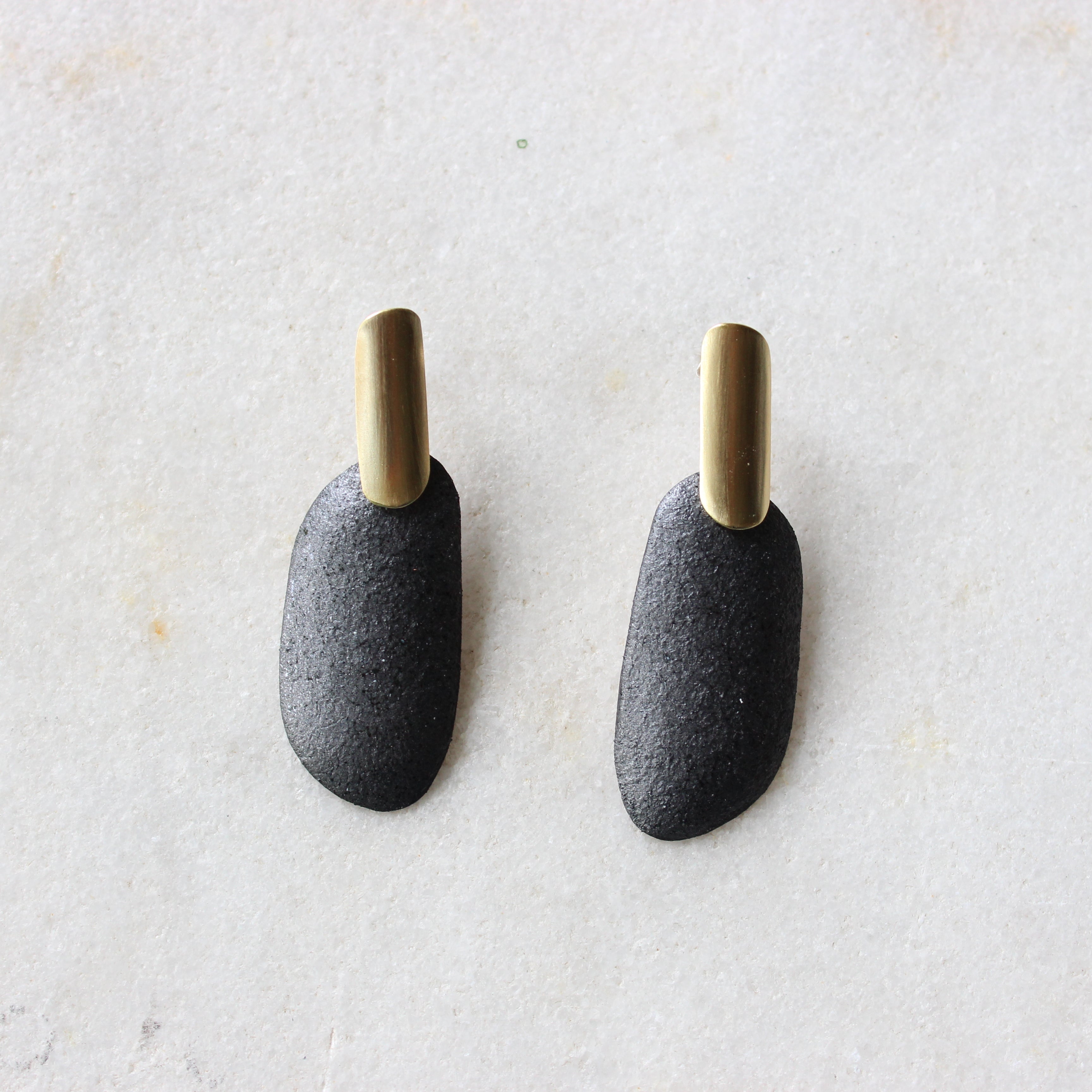 Brass drop pebble Jewellery Gabi Harris 