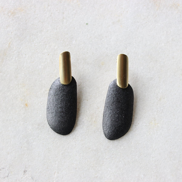 Brass drop pebble Jewellery Gabi Harris 