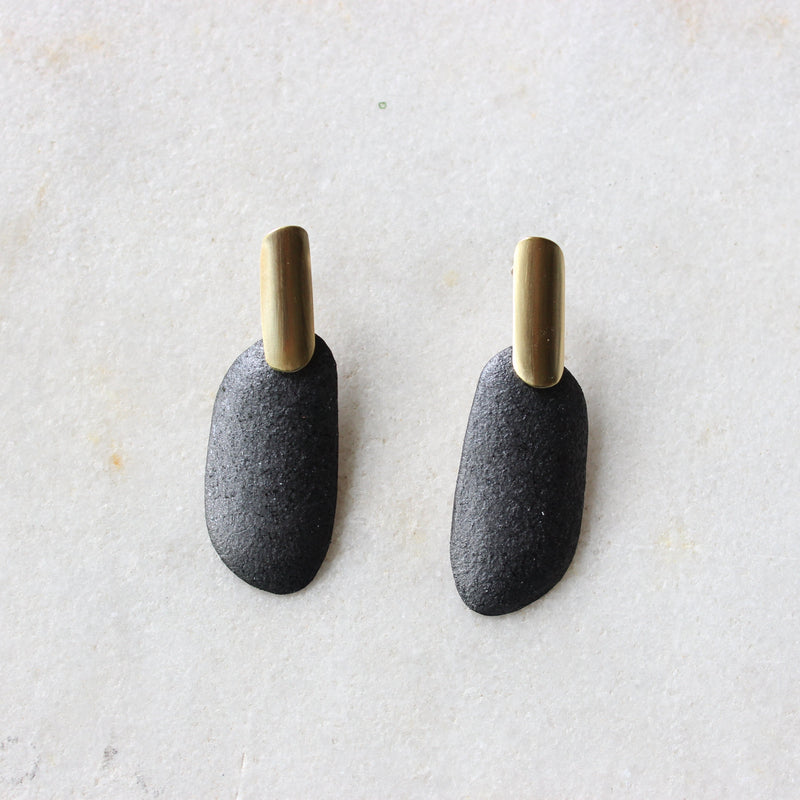 Brass drop pebble Jewellery Gabi Harris 