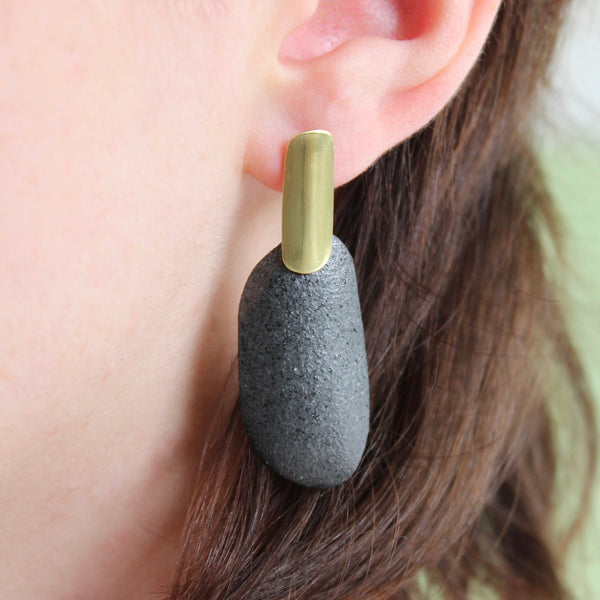 Brass drop pebble Jewellery Gabi Harris 