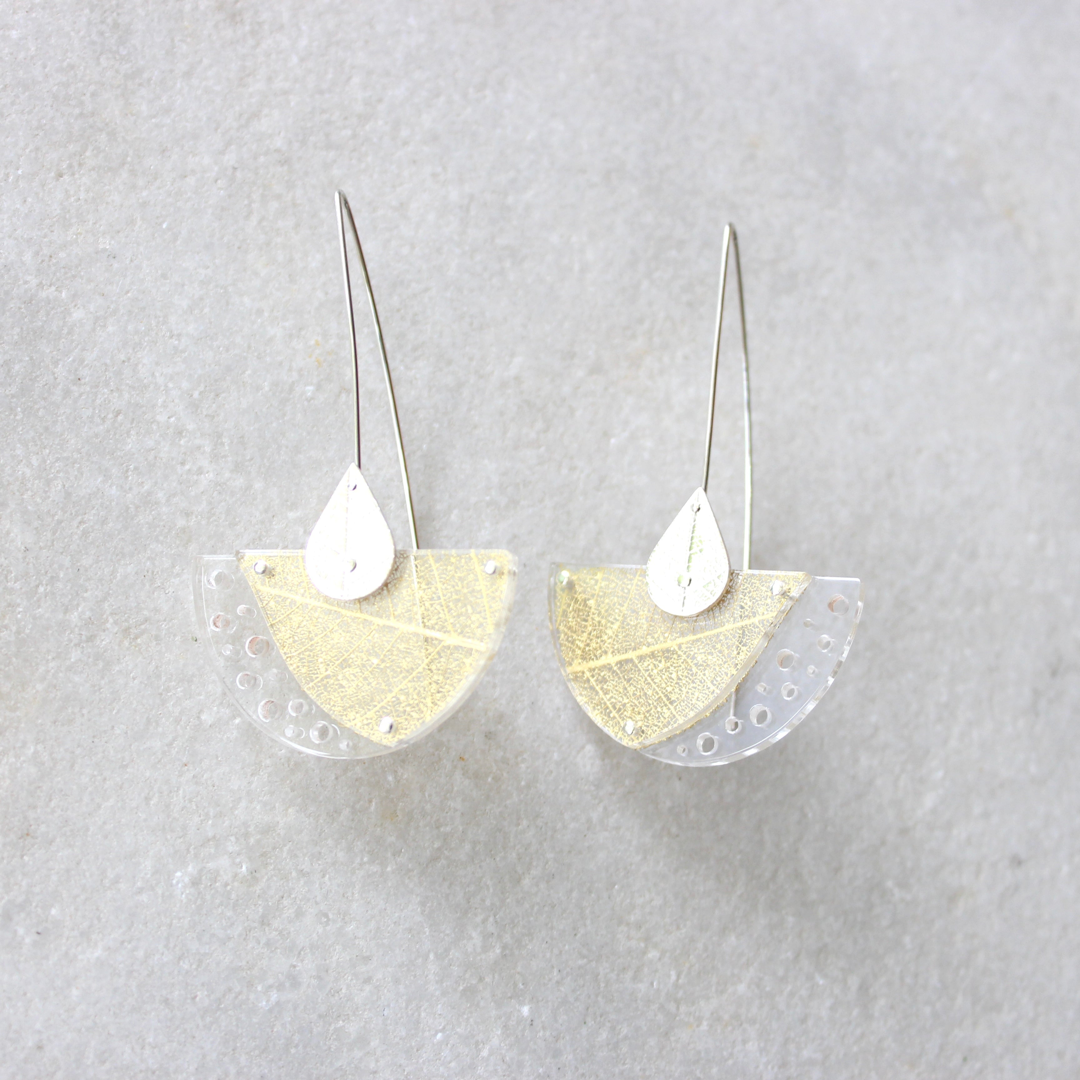 Leaf Skeleton Earrings Jewellery Rumma Designs Gold 