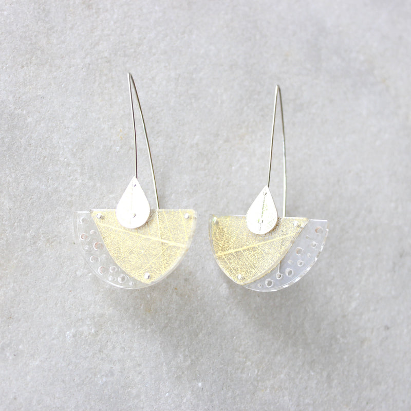 Leaf Skeleton Earrings Jewellery Rumma Designs Gold 