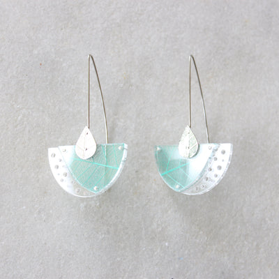 Leaf Skeleton Earrings Jewellery Rumma Designs Green 