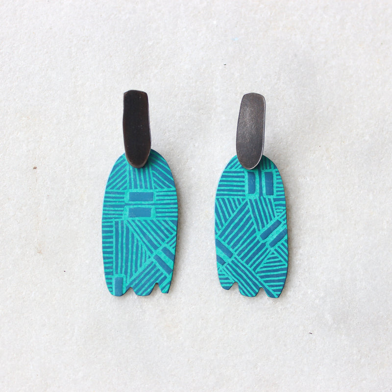 Colour Blend Earrings: Blue/Green Jewellery Katie Stormonth 