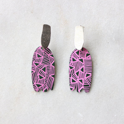 Colour Blend Earrings: Green/Pink