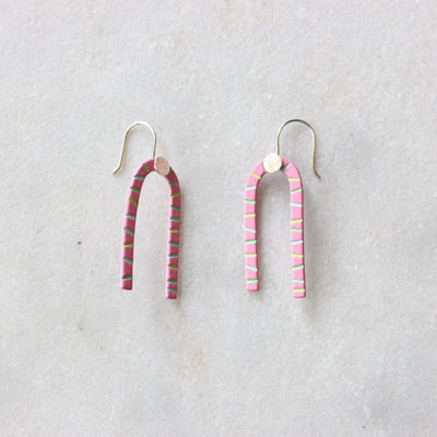 Arch Hook Earrings: Pink