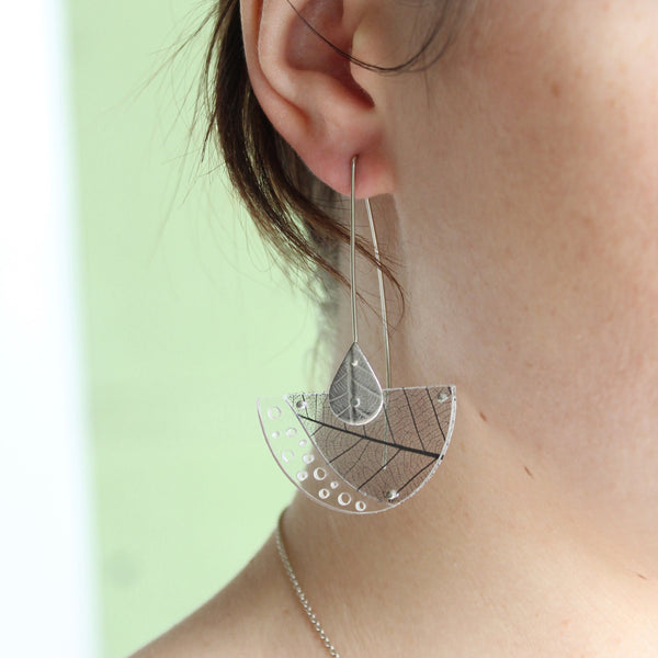 Leaf Skeleton Earrings Jewellery Rumma Designs Gold 