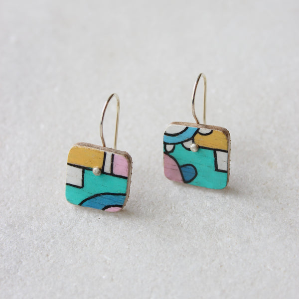 Hand-coloured Plywood Earring - XS Jewellery Chloe Waddell #2 