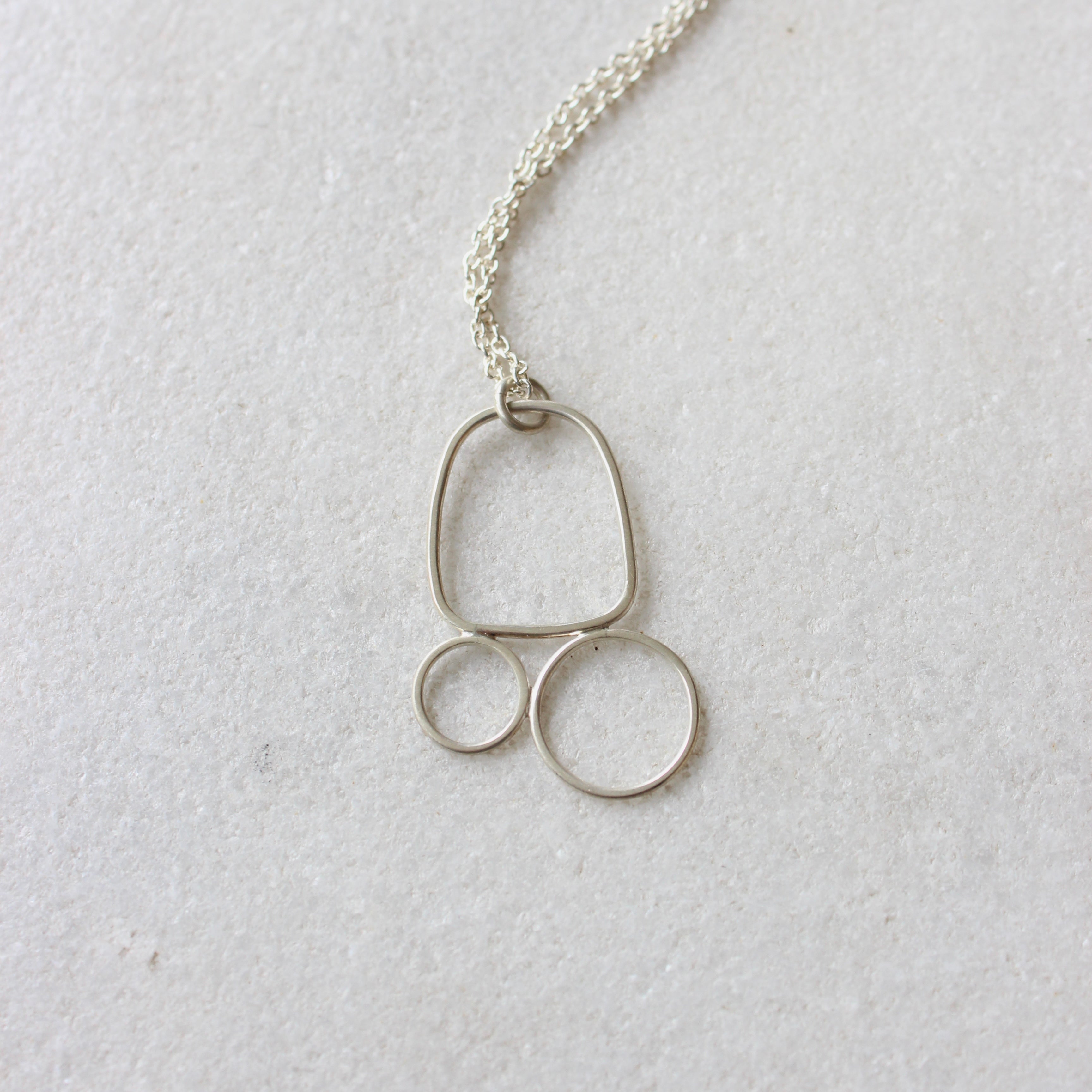 Sterling Silver Wire Frame Pendant Necklace - S