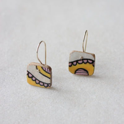 Hand-coloured Plywood Earring - XS Jewellery Chloe Waddell #1 