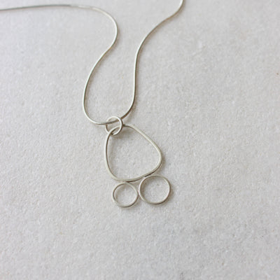 Sterling Silver Wire Frame Pendant Necklace - S
