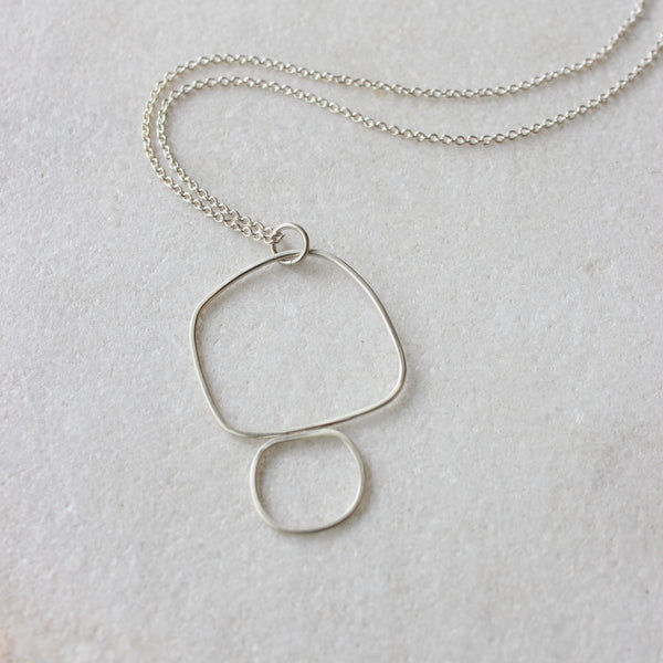 Sterling Silver Wire Frame Pendant Necklace - L Jewellery Chloe Waddell 3 