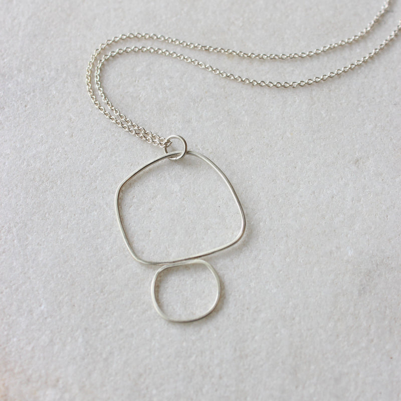 Sterling Silver Wire Frame Pendant Necklace - L Jewellery Chloe Waddell 3 