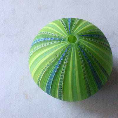 Green Pinstripe Urchin (glass) Glass Jo Bone 