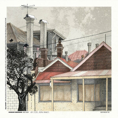 Greeting Card Square Cards Alan Innes Red Hill. Old Shop on cnr Musgrave Rd & Hammond St. 