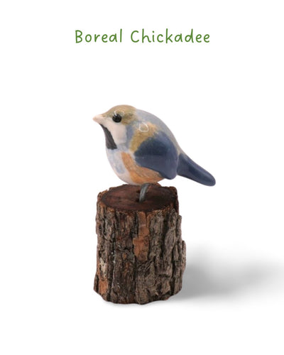 Mini-Bird Series Ceramics Green Bird Ceramics Boreal Chickadee 