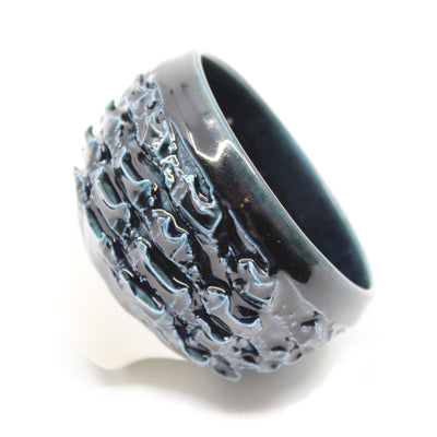 Deeply Textured Cup w/ Tsuki-yo glaze Ceramics Peter Biddulph 
