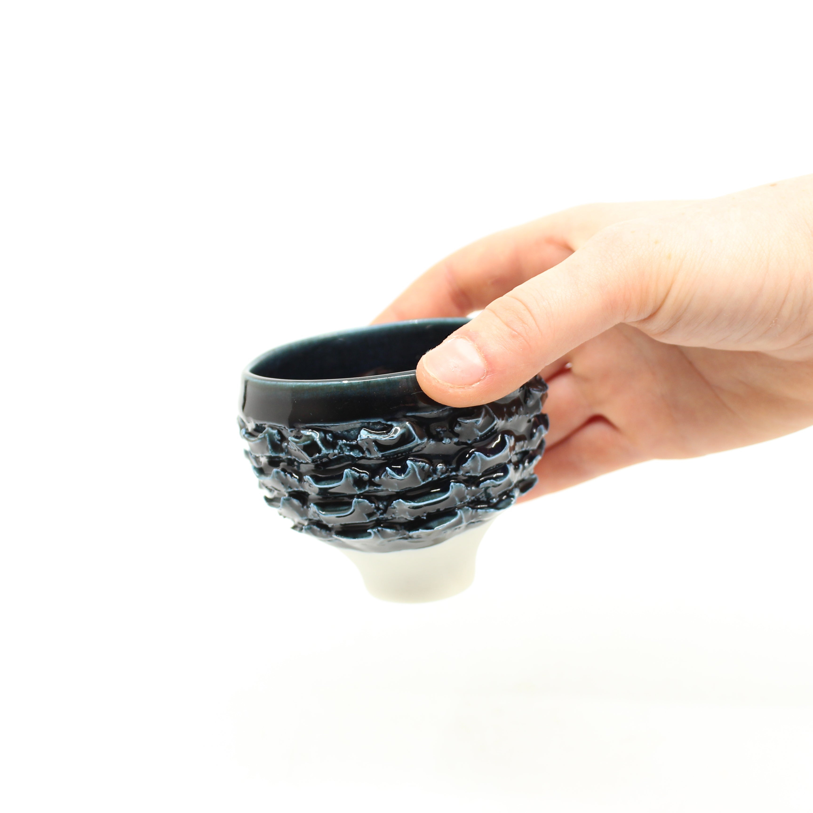 Deeply Textured Cup w/ Tsuki-yo glaze