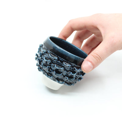 Deeply Textured Cup w/ Tsuki-yo glaze Ceramics Peter Biddulph 2 