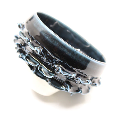 Deeply Textured Cup w/ Tsuki-yo glaze Ceramics Peter Biddulph 