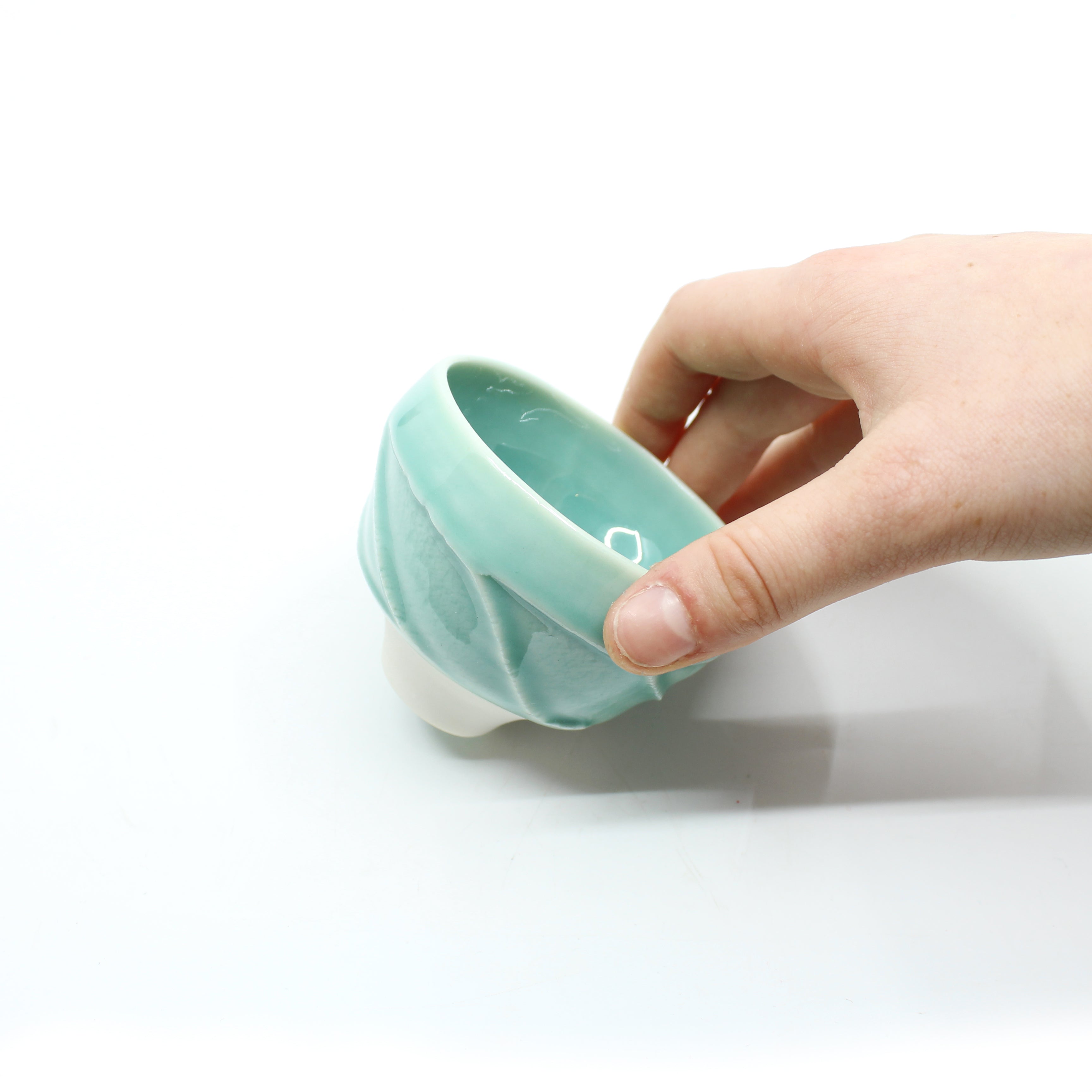 Deeply Textured Cup w/ Teal glaze