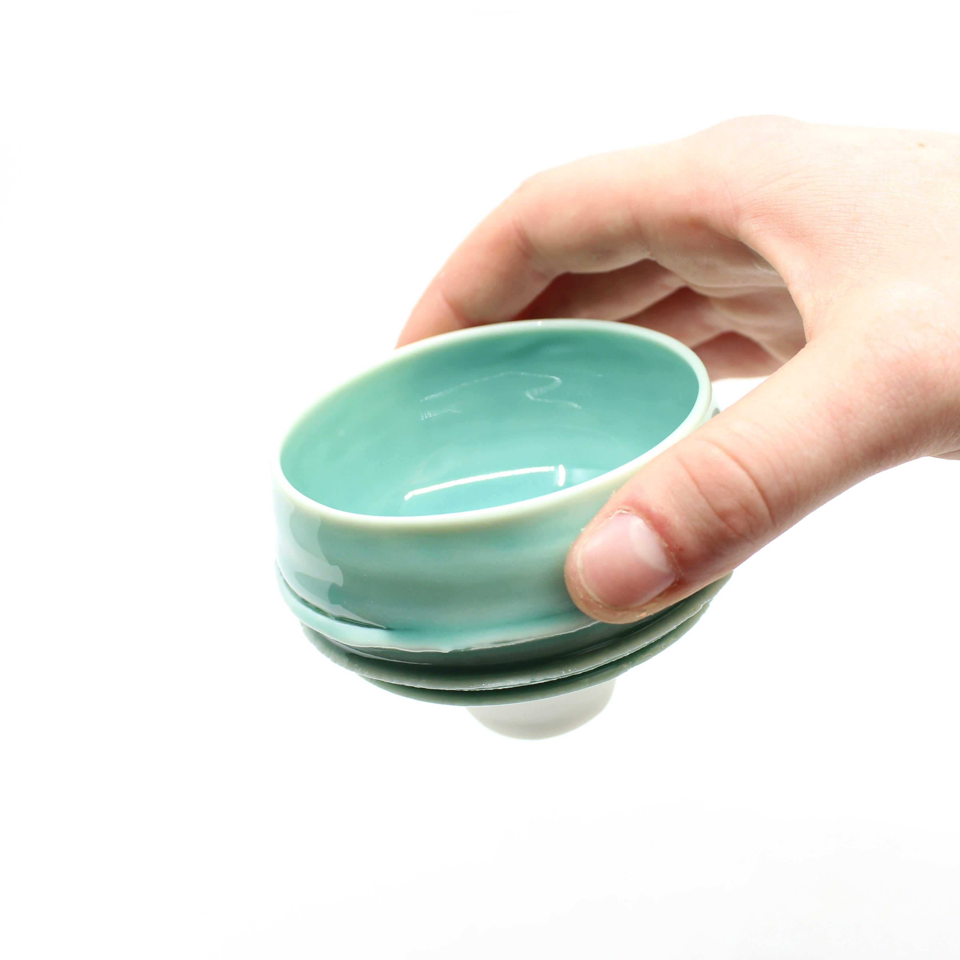 Deeply Textured Cup w/ Teal glaze