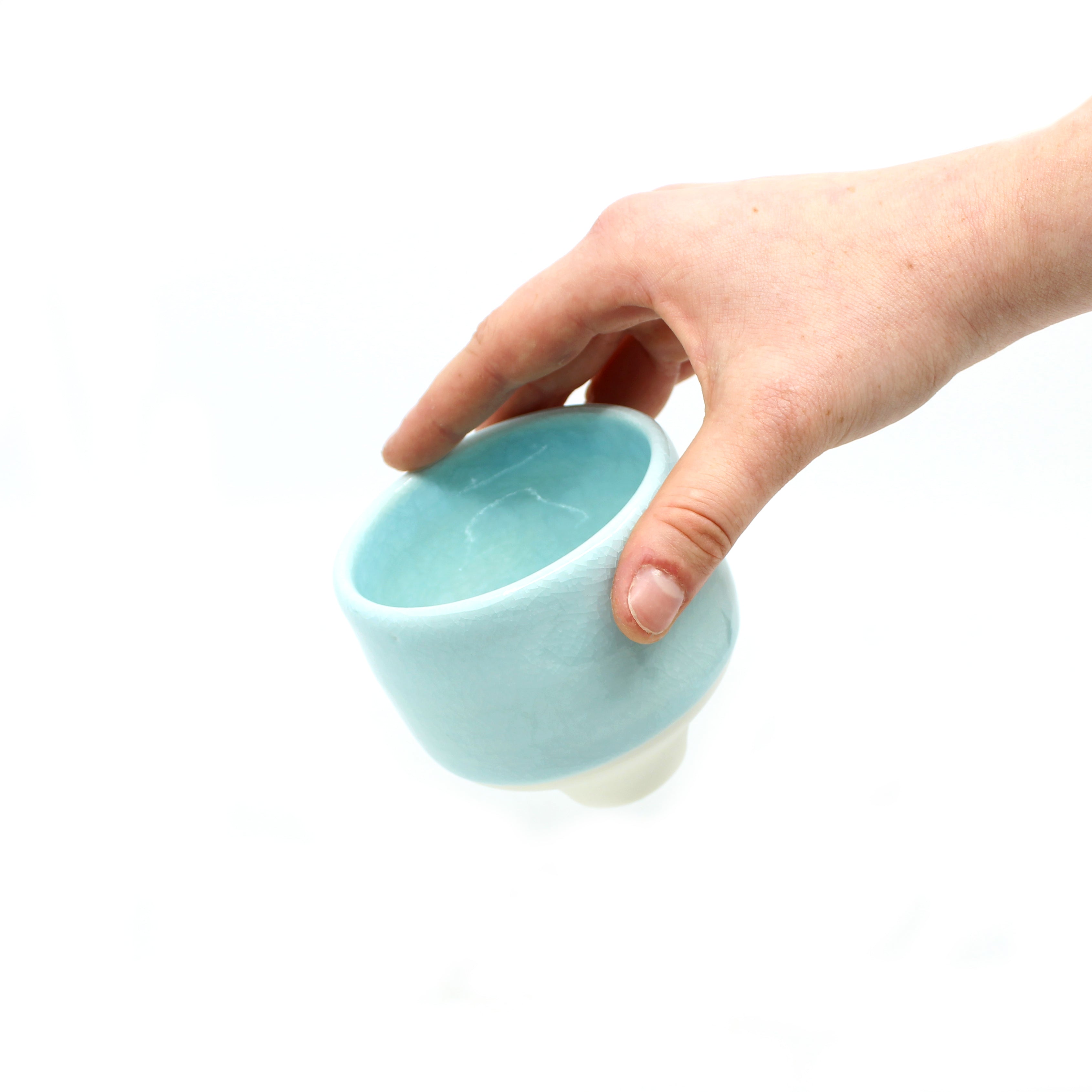 Cup w/ Ice Blue Crackle Glaze