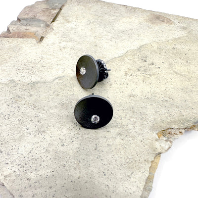 Earrings - Stud Dished Circles Diamonds Jewellery Barbara Heath 