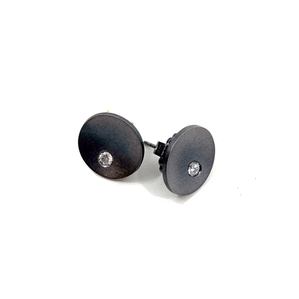 Earrings - Stud Dished Circles Diamonds Jewellery Barbara Heath 