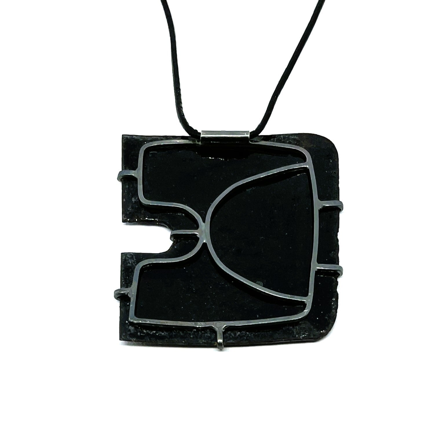 OvenWear: a kitchen landscape - Blue and black grid pendant Jewellery Catherine Large 