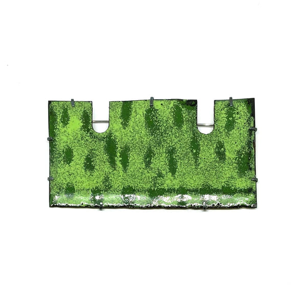 OvenWear: a kitchen landscape - Green crenellated brooch Jewellery Catherine Large 