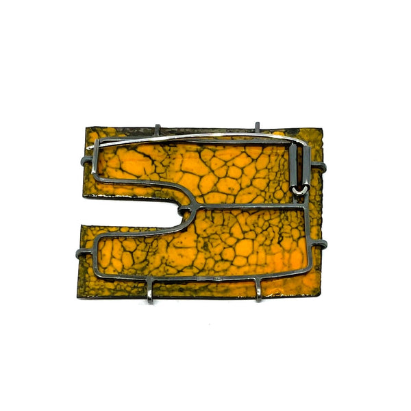 OvenWear: a kitchen landscape - Time worn orange brooch Jewellery Catherine Large 